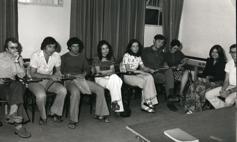 סיום קורס קריינים 1974 עם עודד בן עמי, ענת שרן, צבי סלטון ודן עופרי